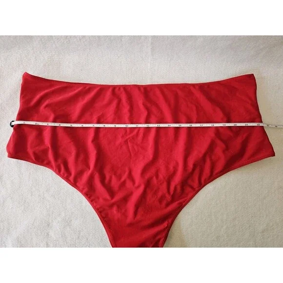 Rosegal Swim Briefs Women's Red High Waisted Bathing Suit Bottom Plus Size 5X - Picture 3 of 9